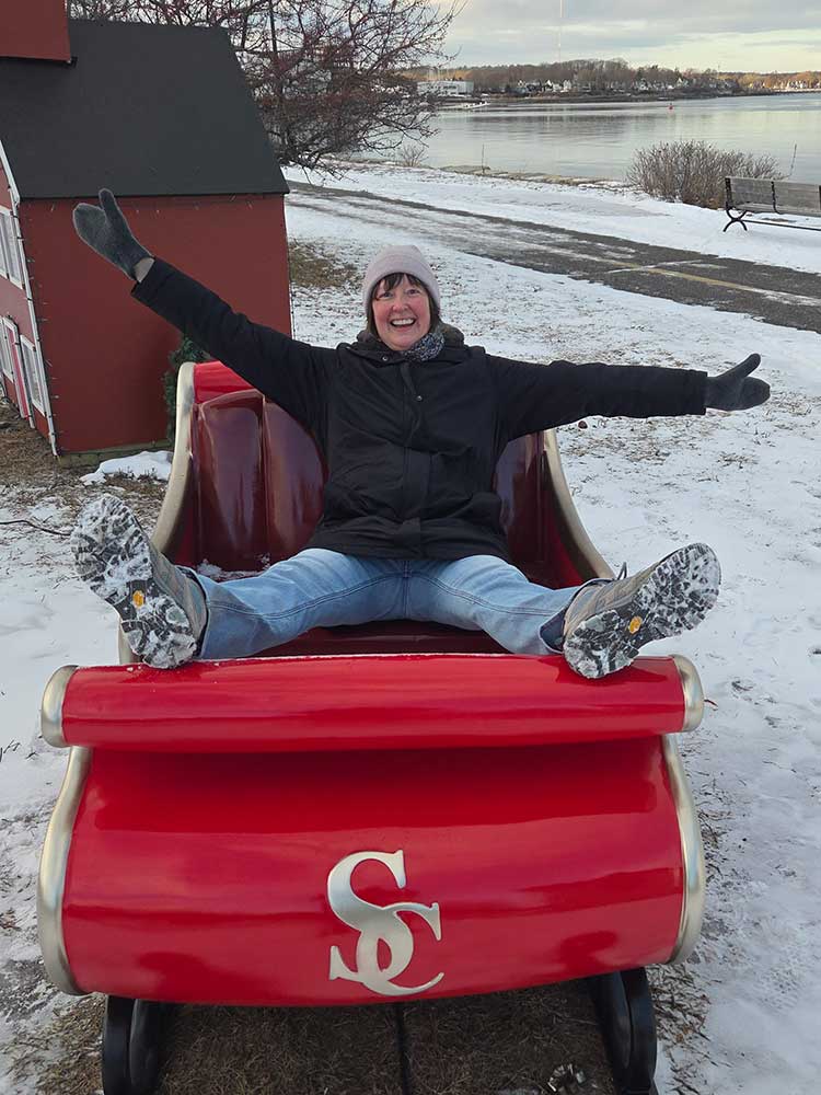 Writer on sled